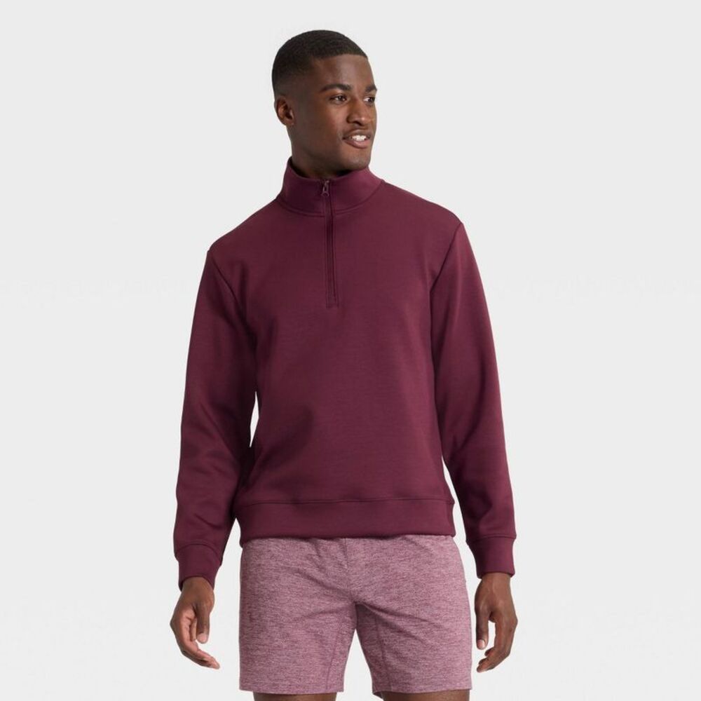 Men's Sleek Spacer Half Zip Sweatshirt - All In Motion Burgundy XXL